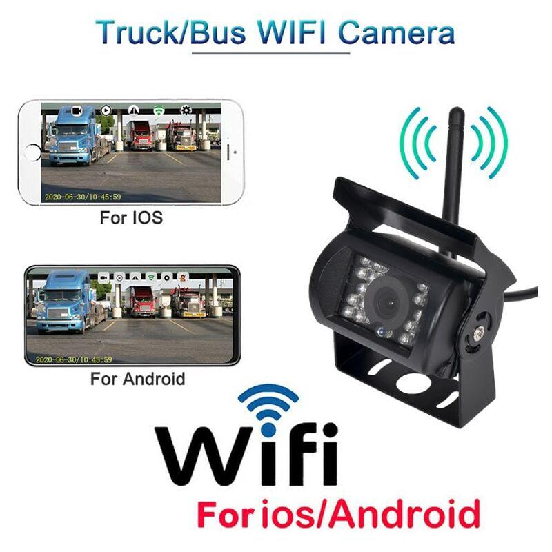 Bezprzewodowa kamera cofania WIFI HD 12V-24V do ciężarówki, szeroki kąt 170 stopni, odległość transmisji 50 m, noktowizor, wodoodporna IP67