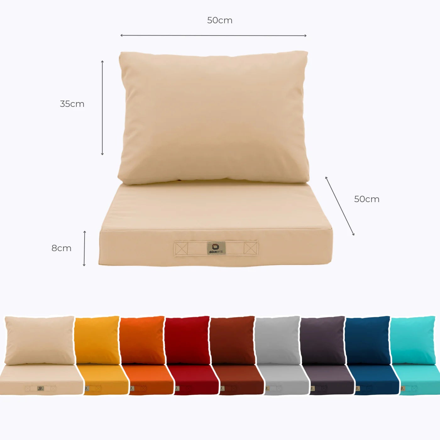 Coussins pour salon de jardin déhoussable 50x50cm Beige - 5