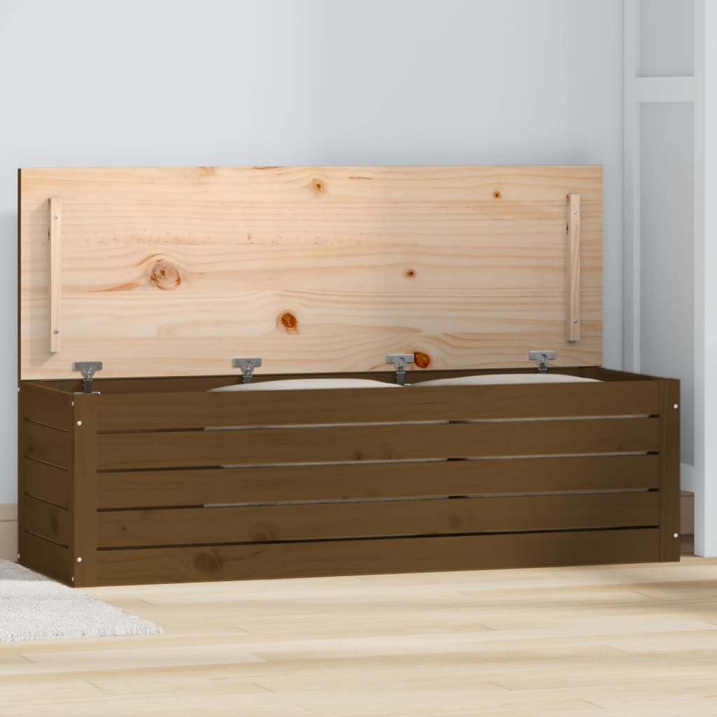 Coffre boîte meuble de jardin rangement 115 x 49 x 60 cm bois pin marron miel Coffre boîte meuble de jardin rangement 115 x 49 x 60 cm bois pin marron miel