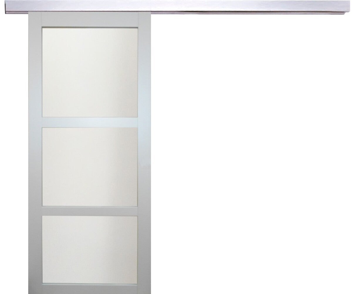 Porte Coulissante Greyria Gris Ral7035 Vitrée H204 X L83 + Rail Alu Gd ...