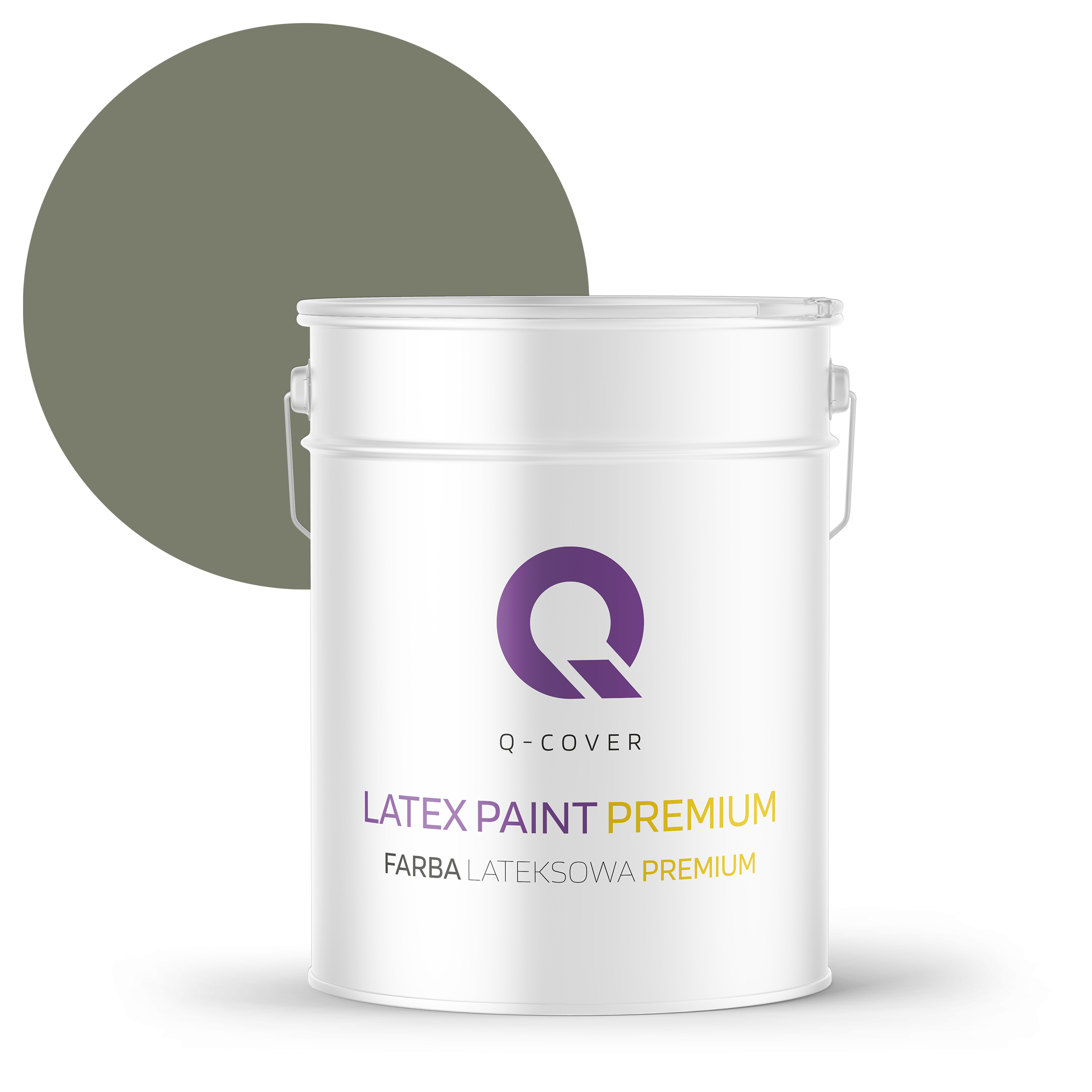 Farba Lateksowa Premium Plamoodporna do Ścian i Sufitów Q-Cover Khaki ciemny H1720 Głęboki Mat 10L