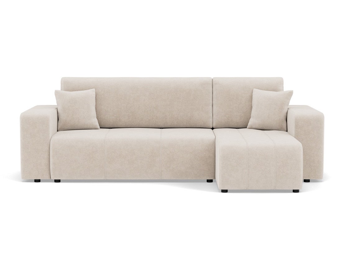 Canapé d'angle convertible 4 places en tissu beige - NICOLE - Best Mobilier - 9