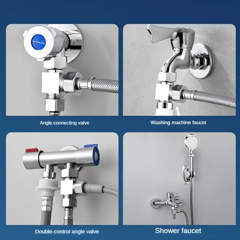 Vanne de Connexion T en Cuivre Pur, 2 Sorties, 2,54 cm, pour Machine à Laver & Douche - 6