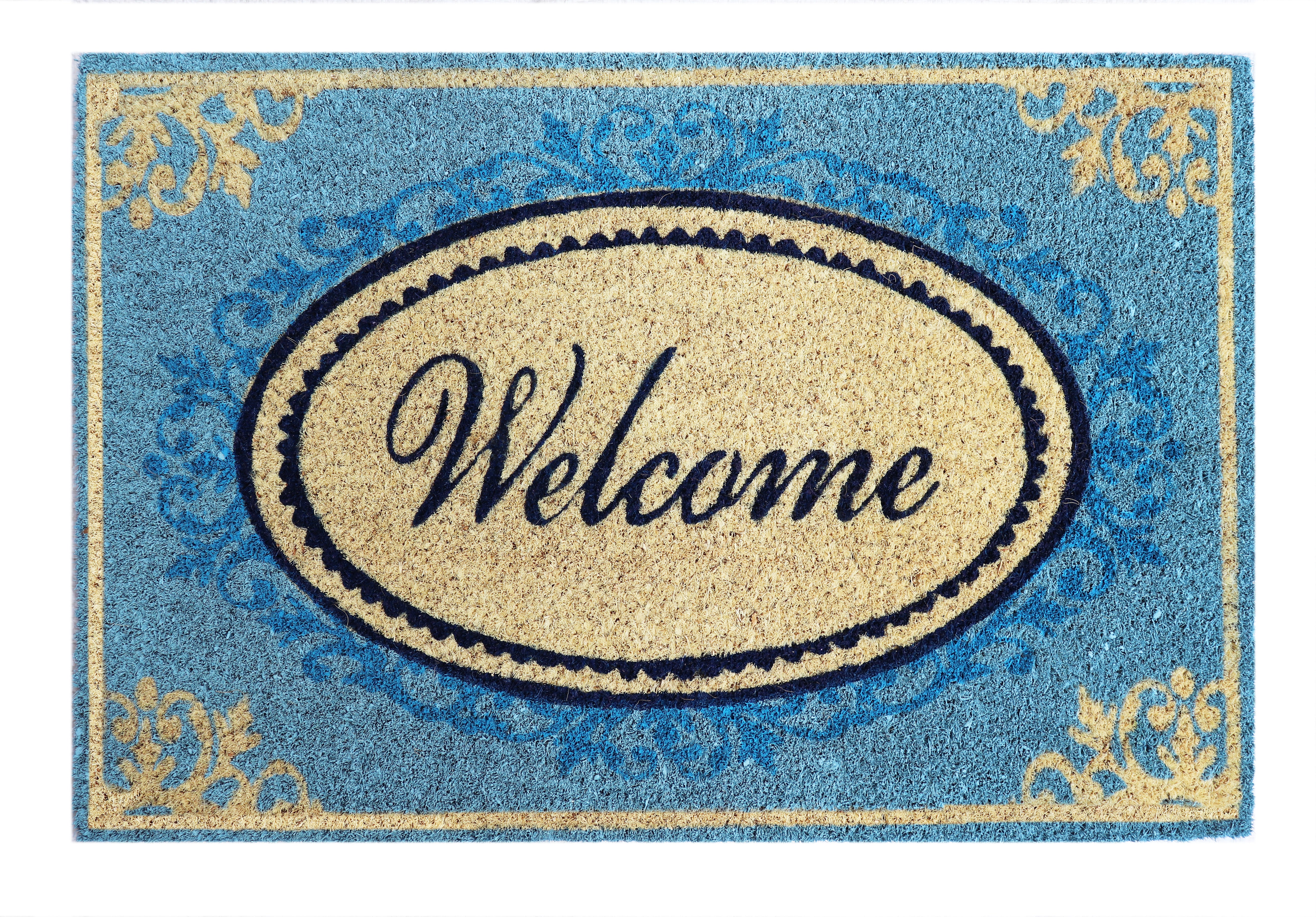 Covoras intrare Koko design Welcome albastru, 40x60 cm