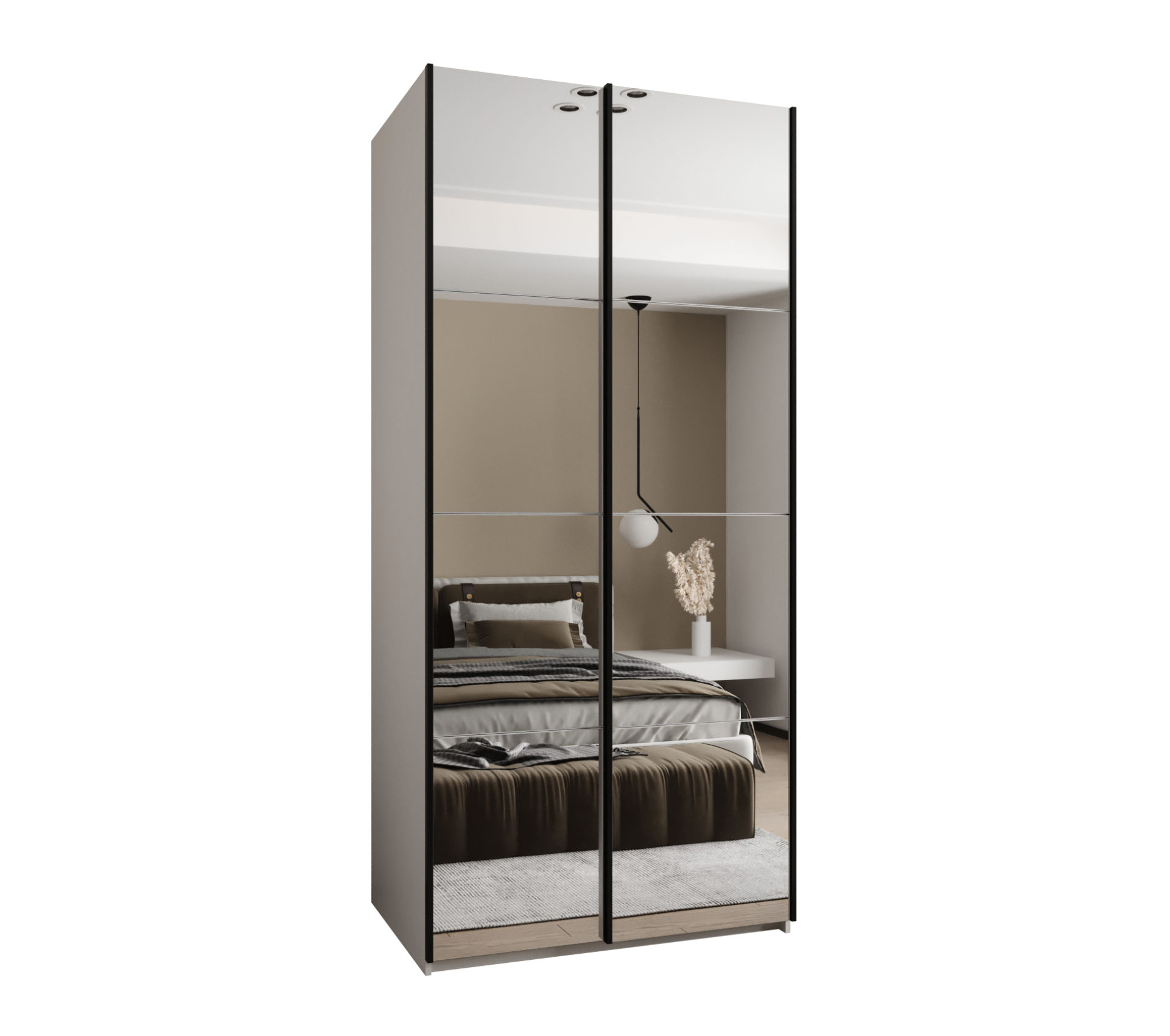 Szafa przesuwna wysoka Lux 2 110 x 64 x 245,5 cm biały + biały + u. czarny - Abiks Meble