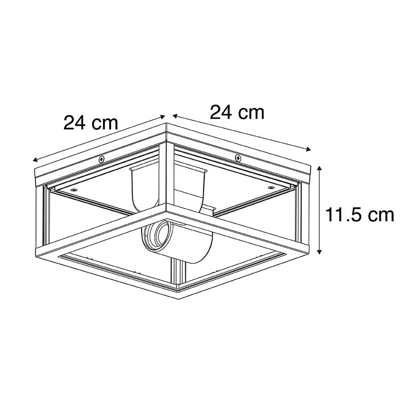 Qazqa design plafonnier extérieure, lumière plafond pour jardin - Charlois - noir, max. 40w, e27, 24cm, IP44, carré, à 2 - 3
