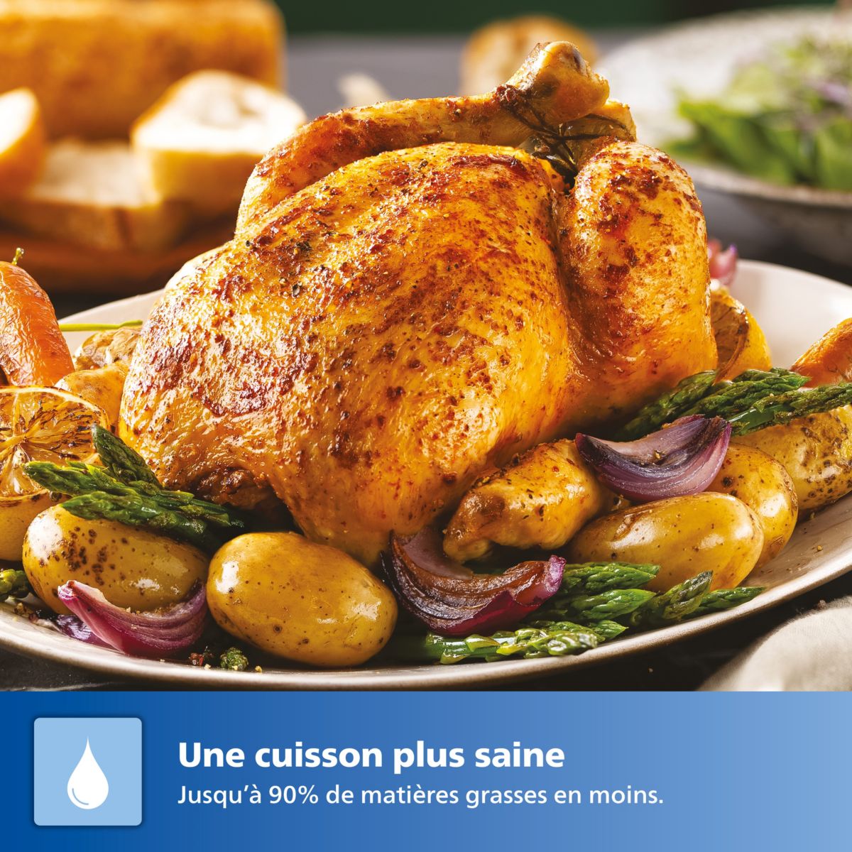 Airfryer PHILIPS NA352/00 Friteuse sans huile double panier Noir/Doré, Série 3000 9L (3+6L) - 2