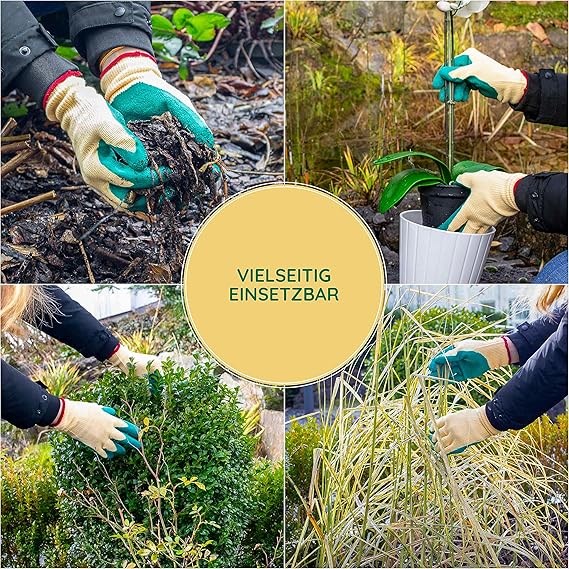 Lot de 3 paires de gants de jardinage pour homme et femme | Gants de jardin | Résistants aux épines | Gants de jardin | Revêtement en latex | Polyeste - 4