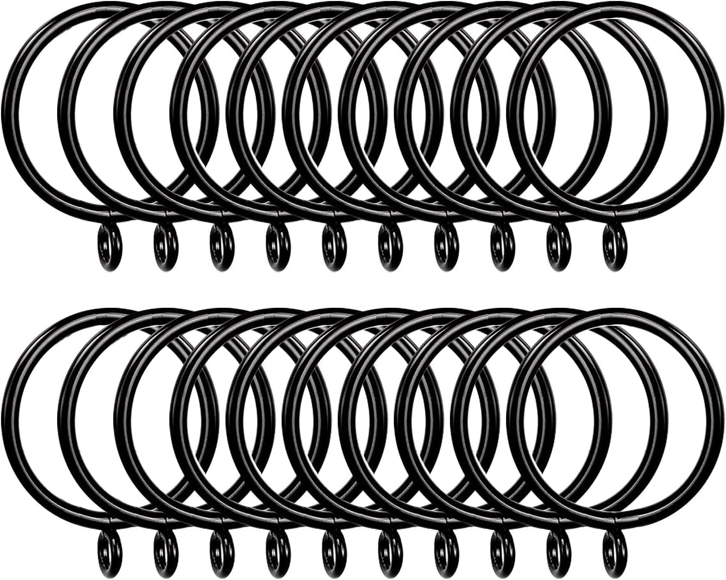 Opakowanie 50 czarnych metalowych kółek do zasłon - Średnica wewnętrzna: 38 mm - Do okien, drzwi, zasłon prysznicowych