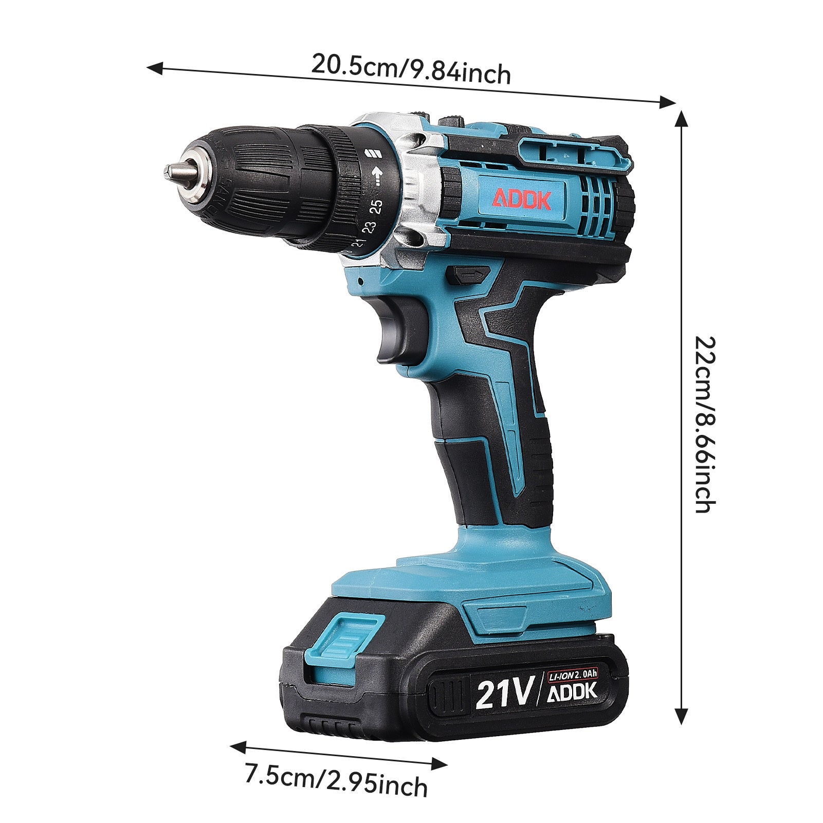 Trapano avvitatore a batteria da 21 V: 2 batterie da 1500 mAh, 3 in 1 (avvitamento, foratura, foratura a percussione), cacciavite - 2