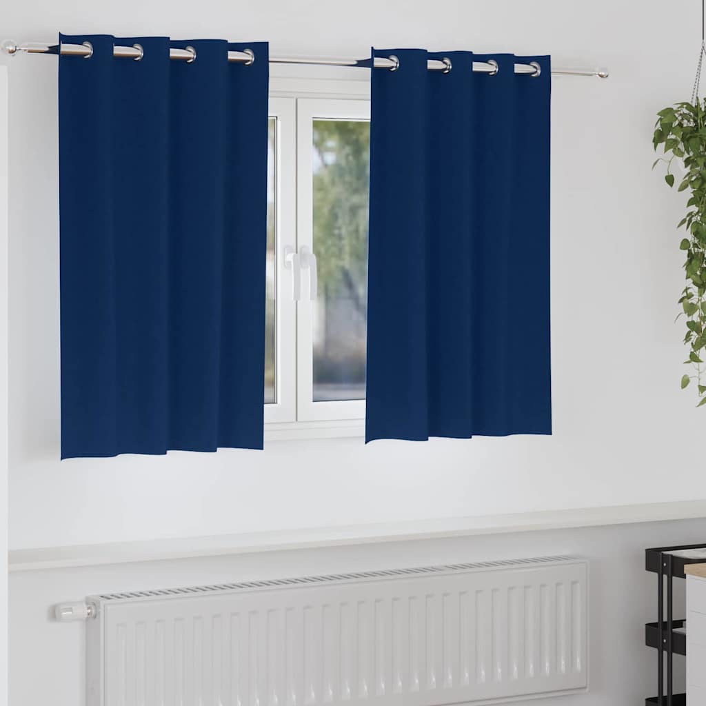 Firany blackout z kółkami 2 pcs Ciemnoniebieski 140 x 140 cm vidaXL