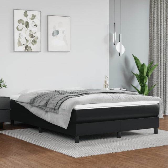 Estrutura de cama 140x190 cm couro artificial preto 140 x 190 cm / Negro