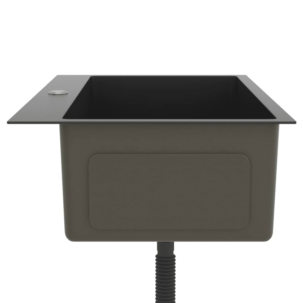 Maison Exclusive - Lavello da Cucina Lavorato a Mano Nero Acciaio Inox - 5