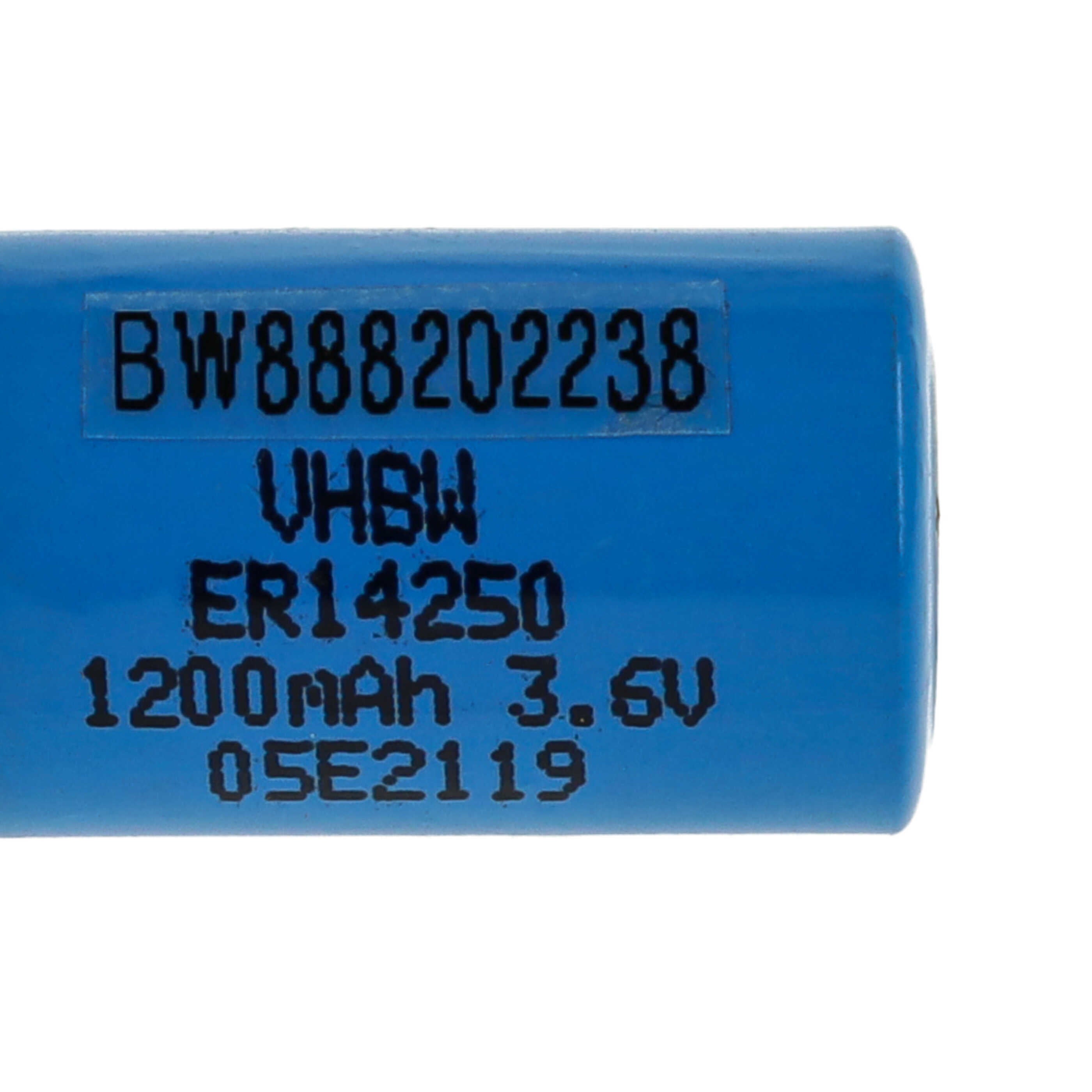 vhbw Pile au lithium ER14250 remplacement pour 1/2AA, 1770-XZ, 3B26, 418-0076, 60-0576-100 - Pile spéciale (1200mAh, 3,6V, Li-SOCl2) - 5