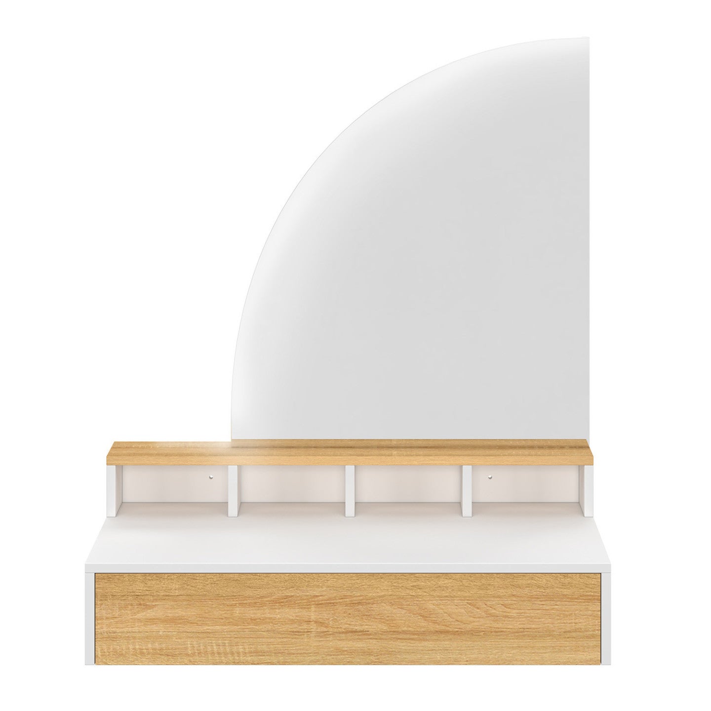 Coiffeuse suspendue ZELIA miroir LED avec 4 niches, 1 tiroir bois et blanc - 3