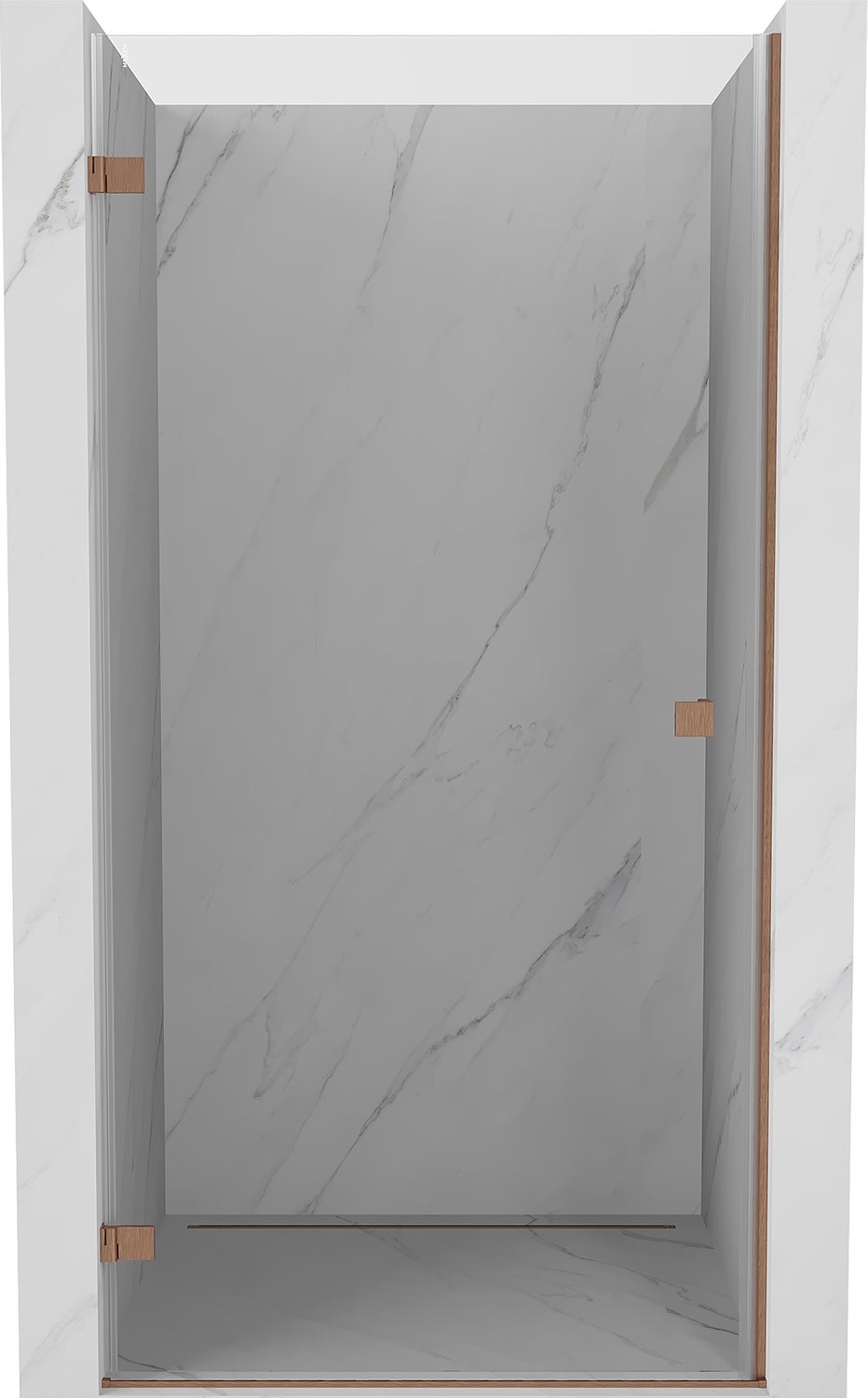 Mexen Lunar-B drzwi prysznicowe uchylne lewe 65 cm, transparent, miedź szczotkowana - 832-065-000-65-00-L