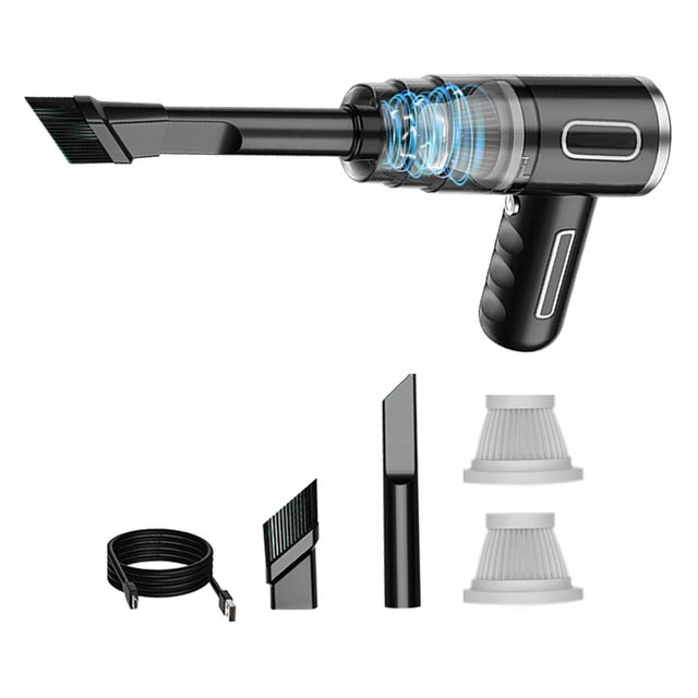 Aspirador de Pó Automotivo Recarregável USB, 29.000 Pa, Mini Aspirador de Pó Sem Fio de 120 W, Adequado para Carros, Animais de Estimação (Preto)
