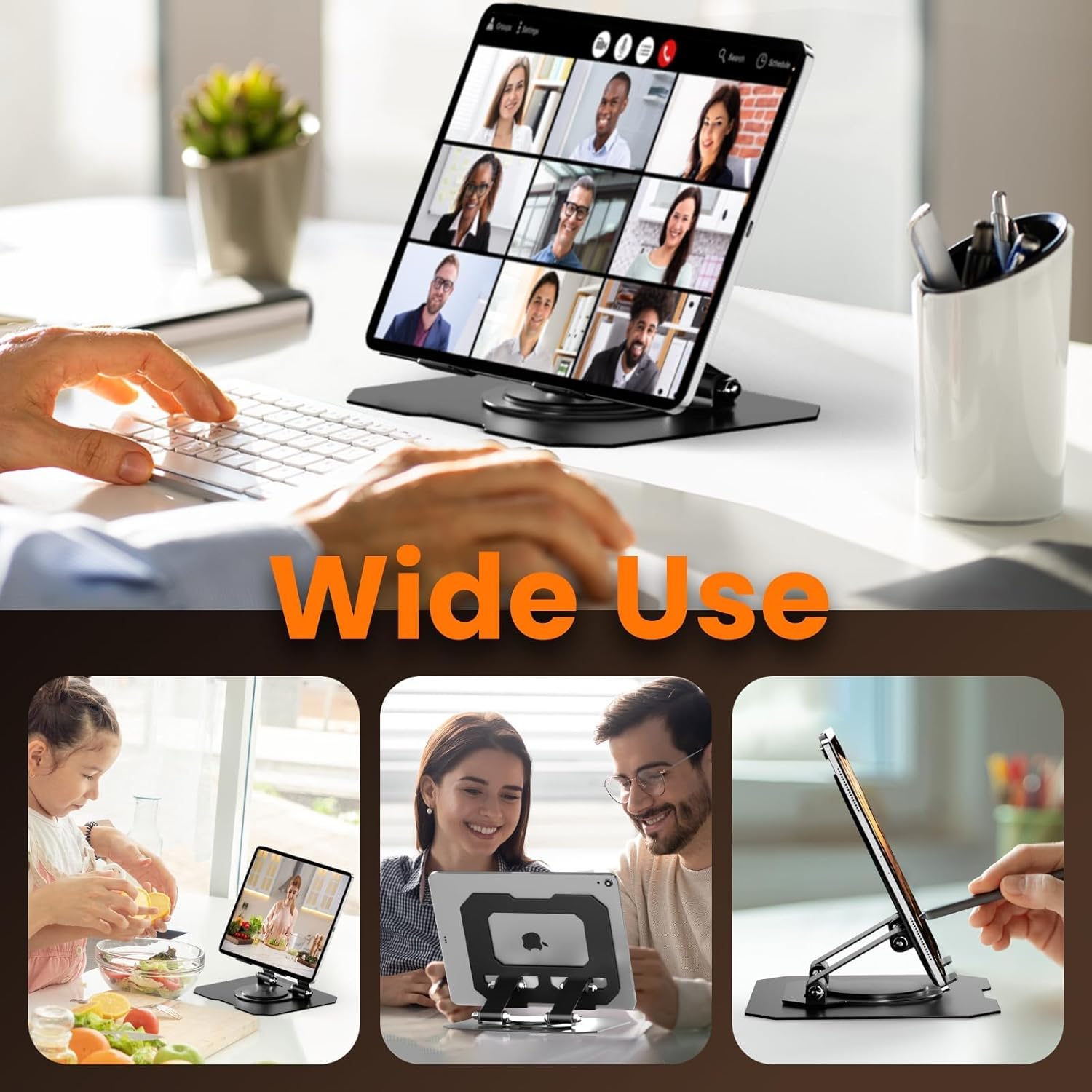 (Noir) Support Tablette Rotatif à 360°, Support de Tablette Réglable et ...