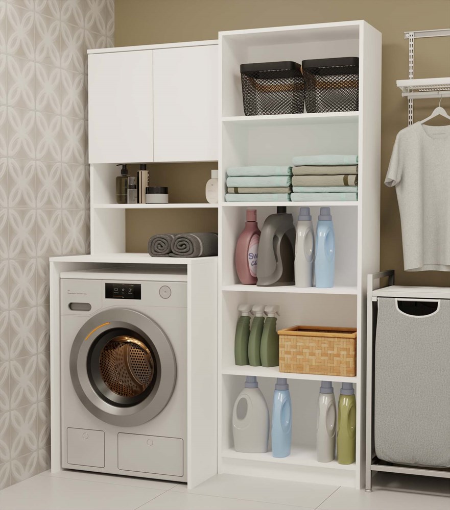 COMO - Mueble para lavadora - 180x64x64 - 2 puertas y estante abierto - 3