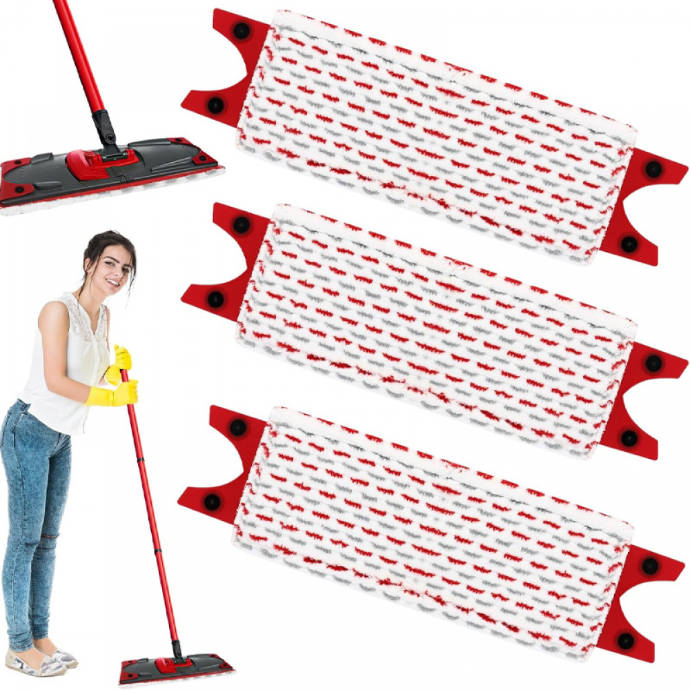 Vileda UltraMax 3-pak wkładów - 2 w 1 chłonny mop z mikrofibry do podłóg i usuwania plam, czerwony.