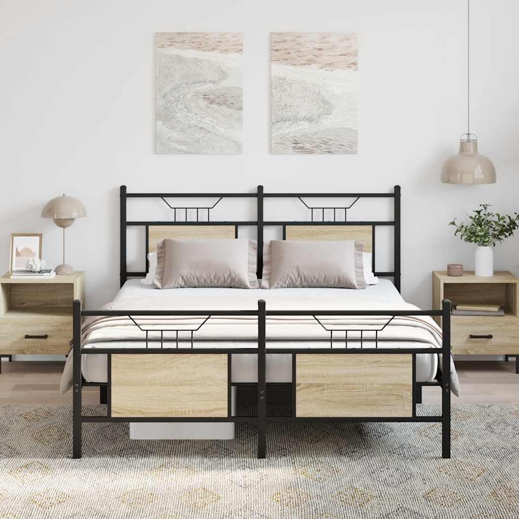 Cama de casal | Cama de adulto | Estrutura cama s/ colchão derivados de madeira carvalho sonoma CFW845088 - 4