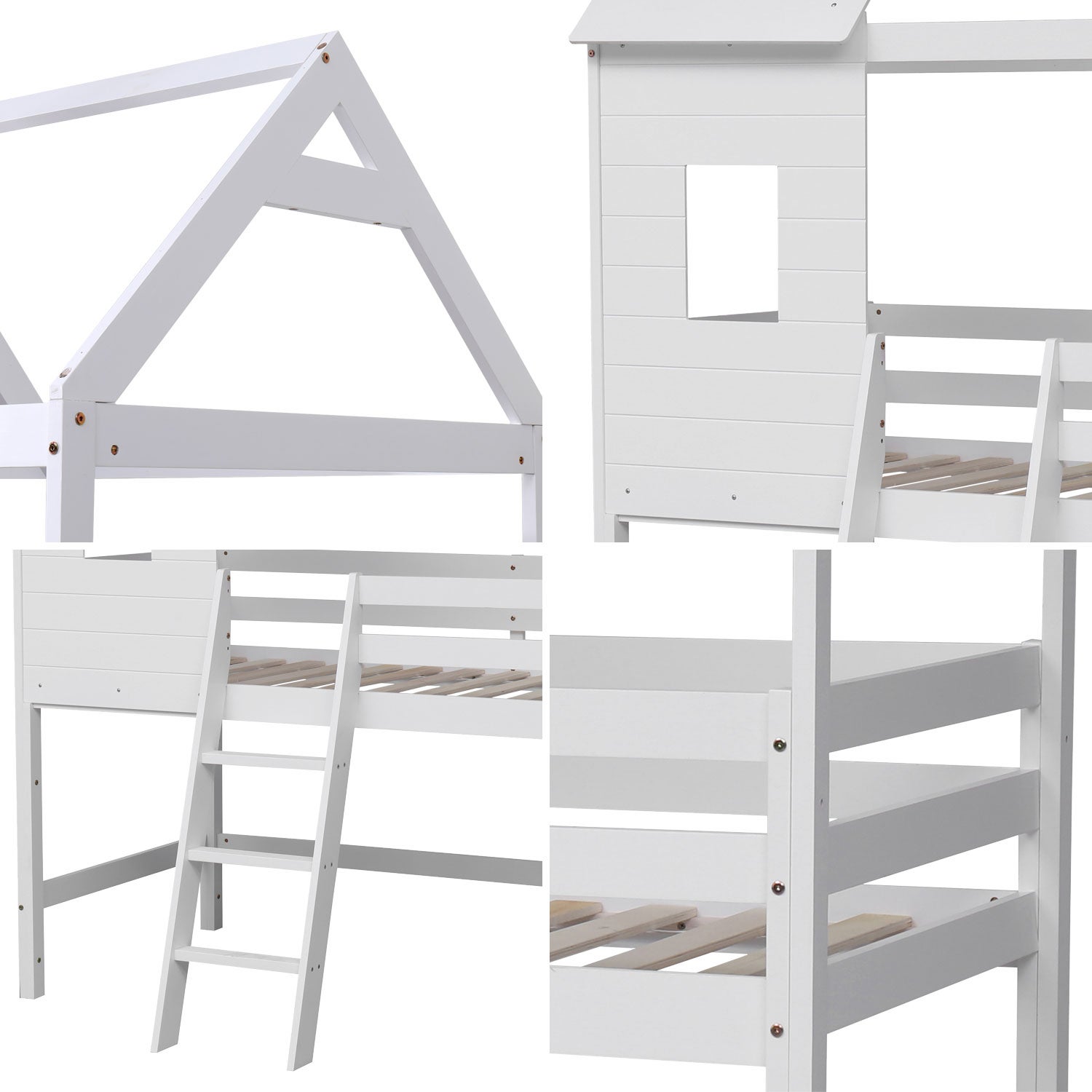 Lit cabane mezzanine pour enfant 190x90cm blanc MARGOT - 4