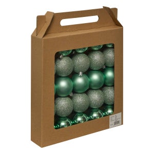 Palline Di Natale In Vetro 6 Cm, 20 Pezzi | Decorazioni Per Albero Miste Opache E Lucide, Verde Smeraldo, In Scatola Portaoggetti