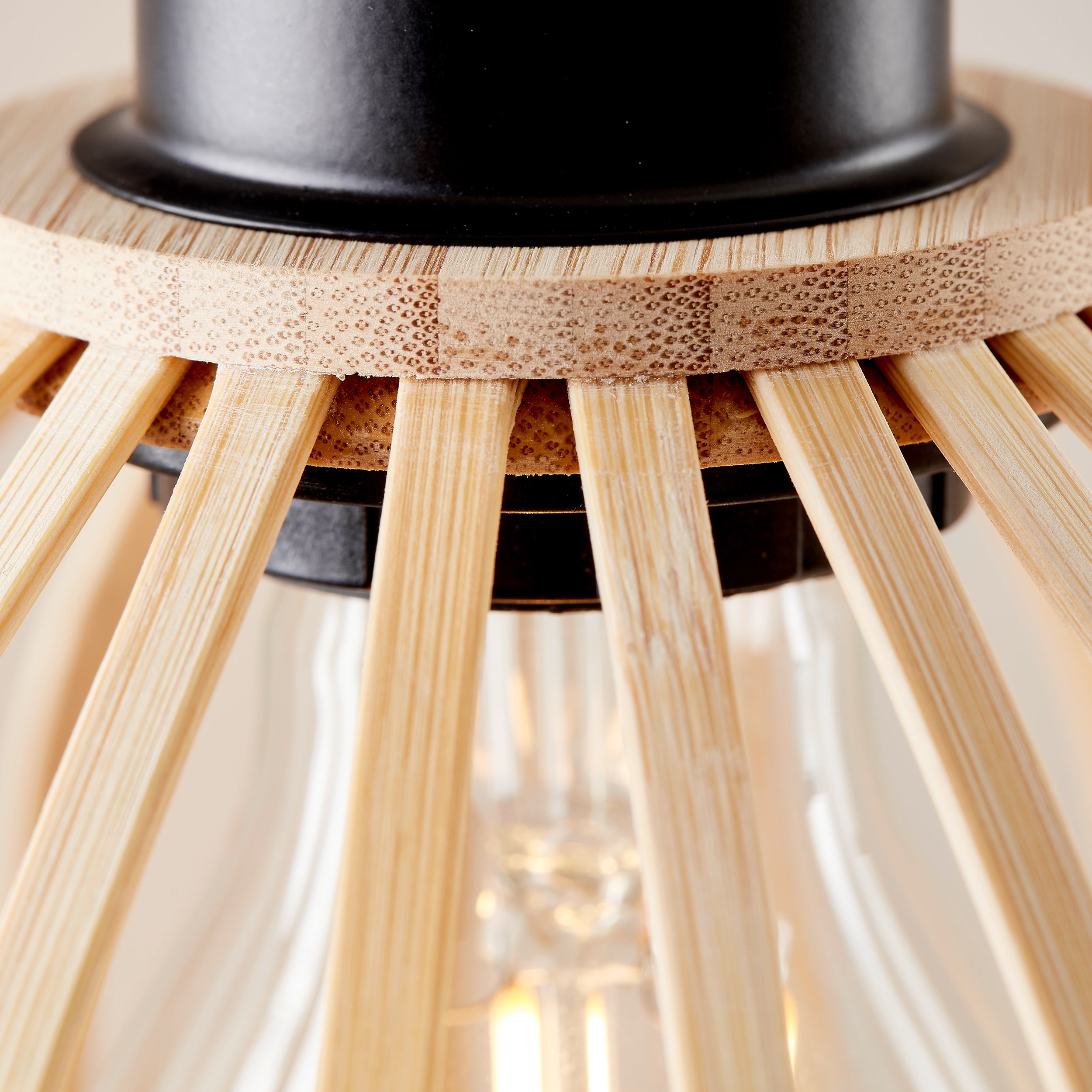 Lampa ścienna Brilliant Norah czarny/naturalny, metal/bambus, 1x A60, E27, 40 W - 5