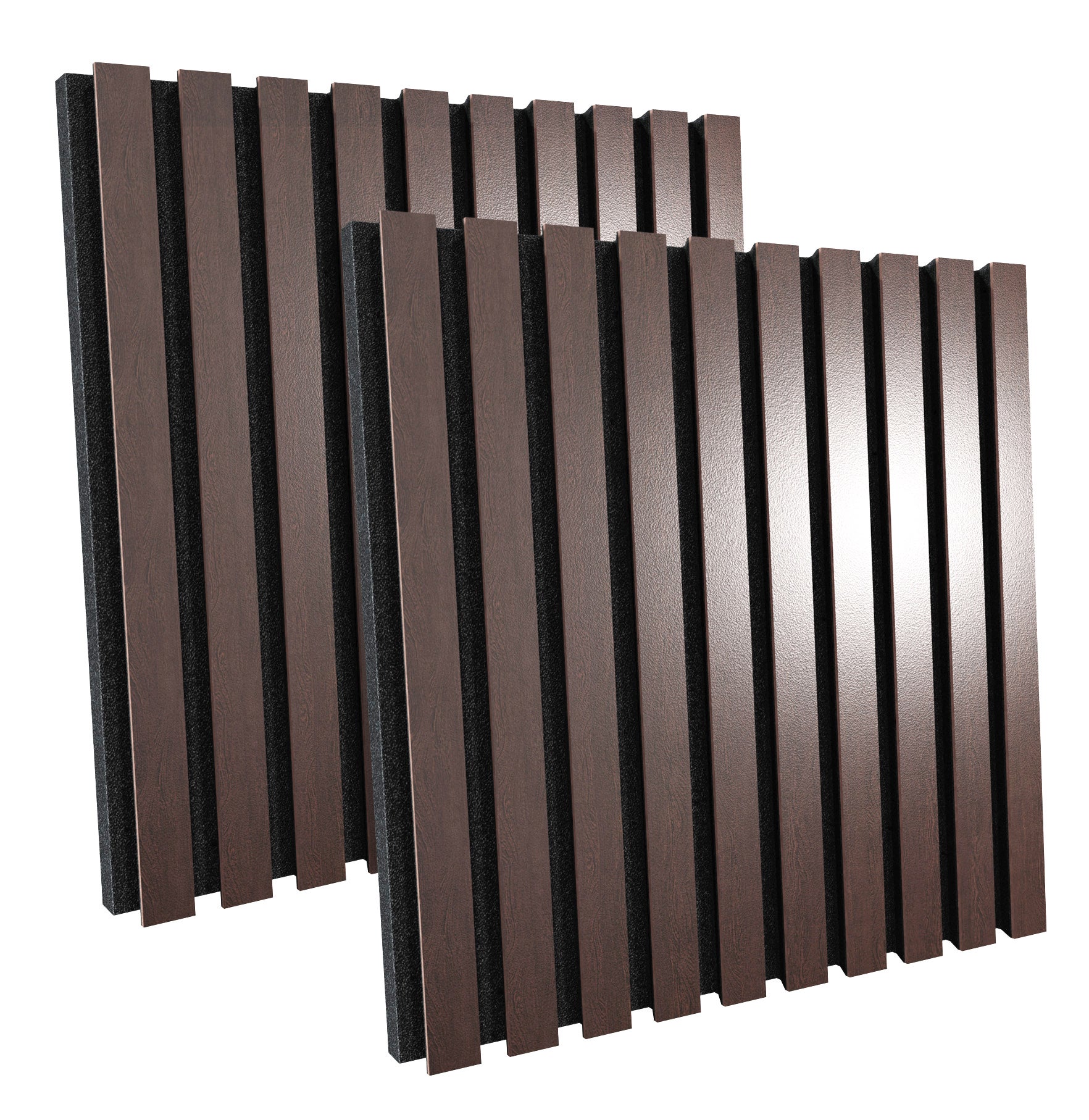 Lot de 4 Panneaux acoustiques insonorisants POLE 50x50x5 cm - 1 m² surf.totale - MDF perforé laminé et mousse acoustique - Wengé - 4