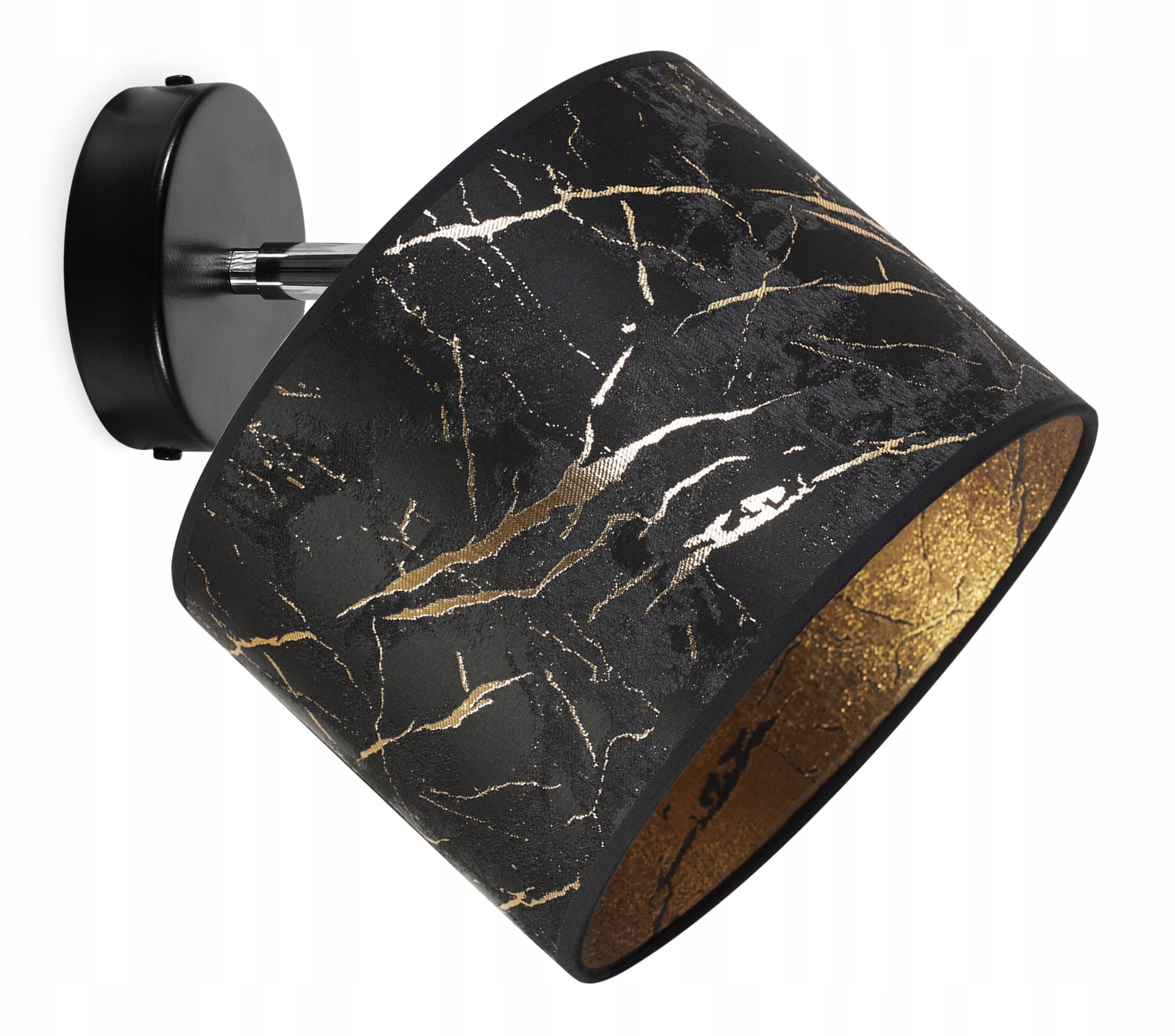Lampa kinkiet ścienny Werona modern 1xE27 abażur owalny wzorzysty czarny/złoty Light Home LH