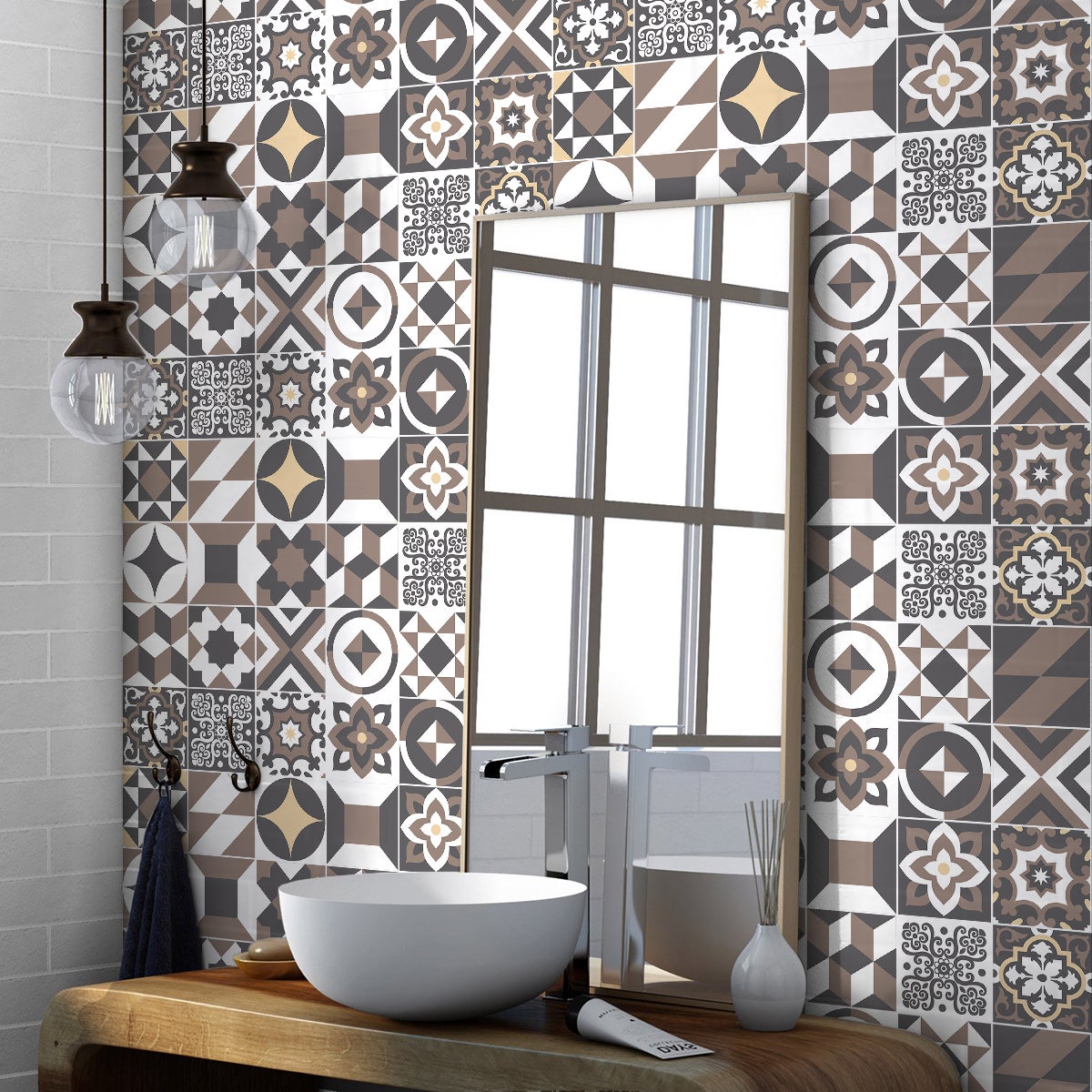 30 vinilos baldosas de cemento azulejos ollacaro - adhesivo de pared - revestimiento sticker mural decorativo - 30stickers15x15cm