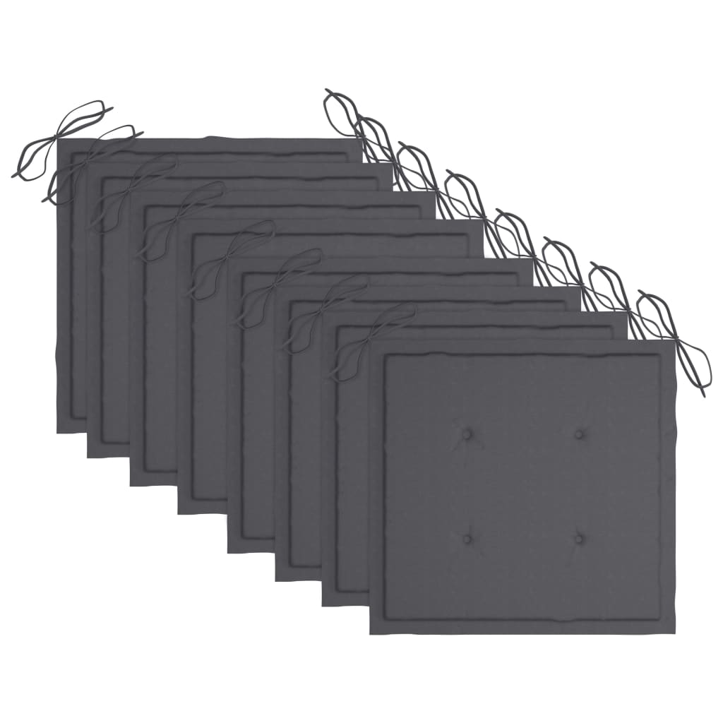 Chaises de jardin avec coussins 8 pcs Bois d'acacia solide Gris - 6