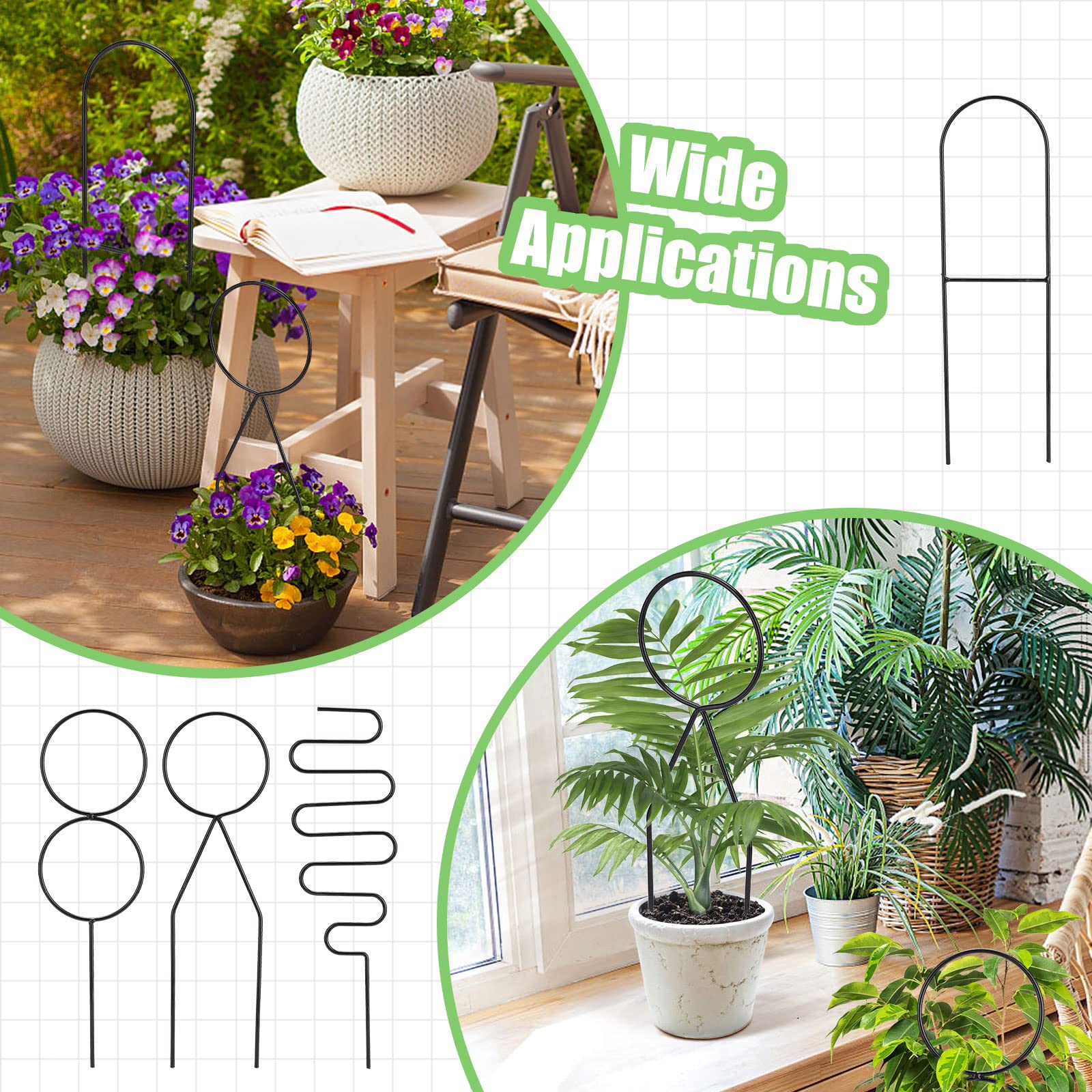 Lot de 4 treillis pour plantes grimpantes, treillis de jardin 34 x 10 cm, support en métal pour plantes grimpantes d'intérieur et d'extérieur - 2