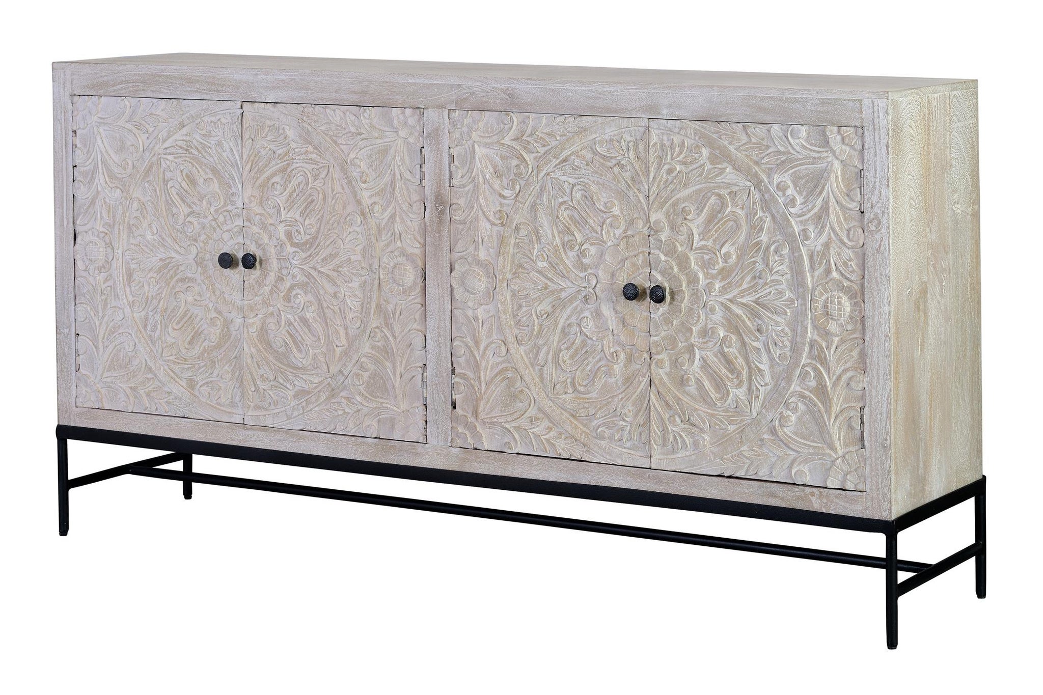 Nowoczesna komoda w stylu śródziemnomorskim z drewna mango - 90x170x39 GYC - 2