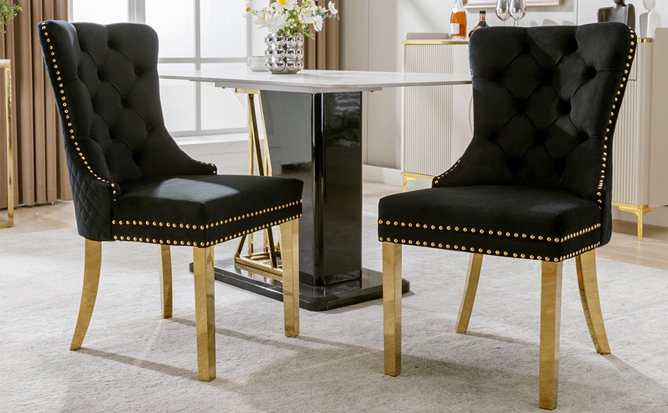 Silla de comedor (silla de cocina, silla de sala de estar con anillos de tiro redondos únicos en el respaldo, 2 piezas) - 7