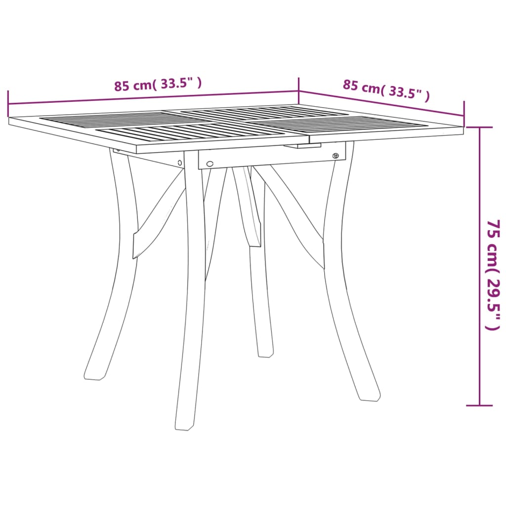 Table de jardin en bois d'acacia massif 85x85x75 cm - 6