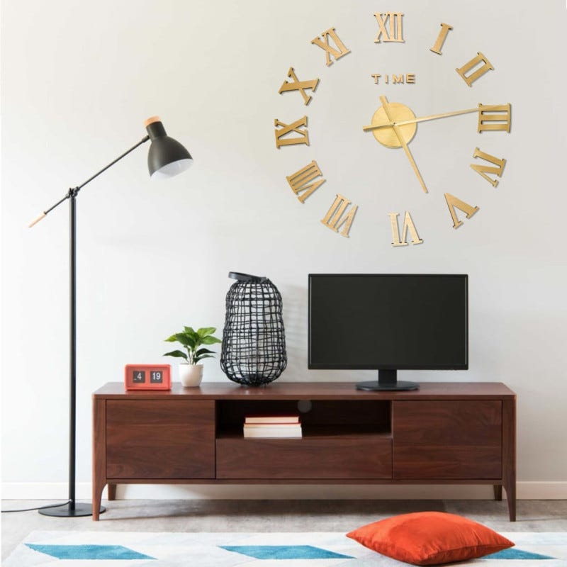 Reloj 3D de pared con diseño moderno dorado 100 cm XXL vidaXL