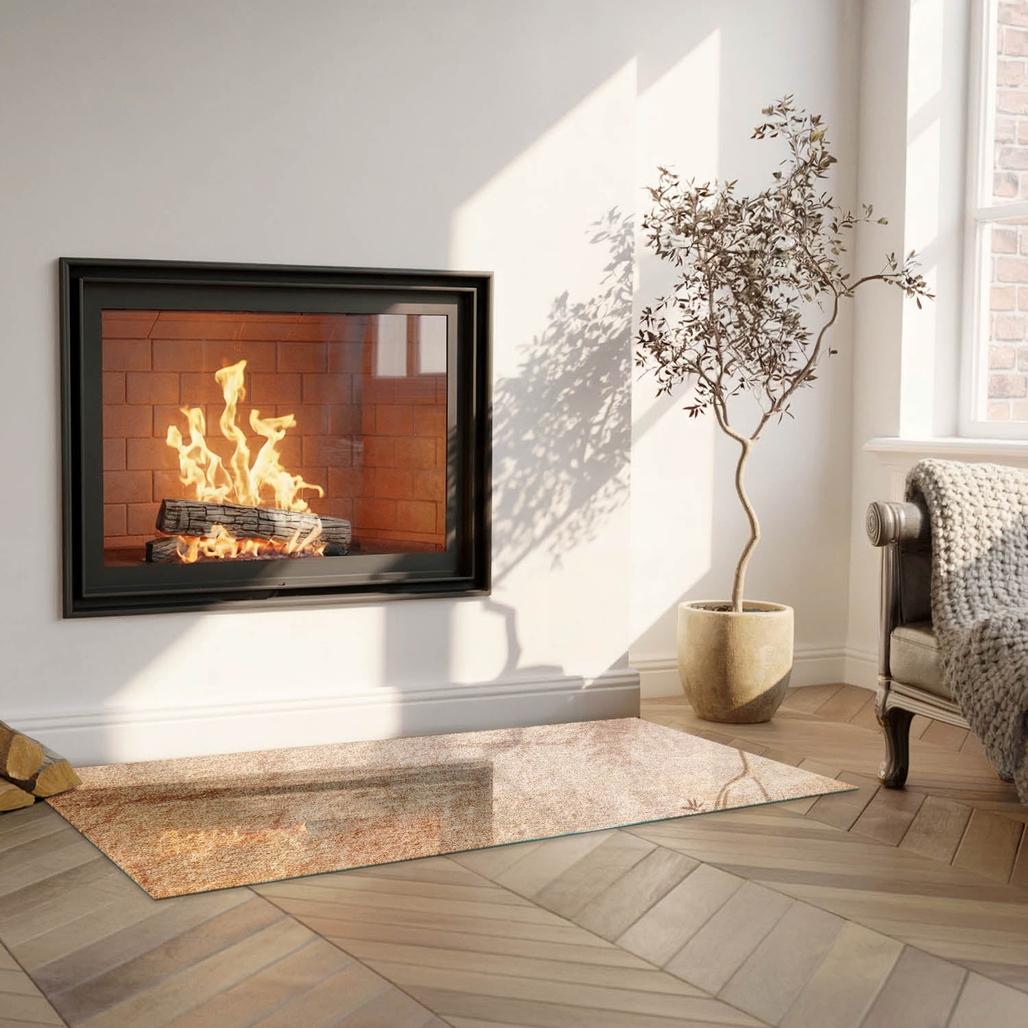 Szkło hartowane na podłogę pod kominek - 125x50 cm - Tekstura naturalnego kamienia - TULUP - 5
