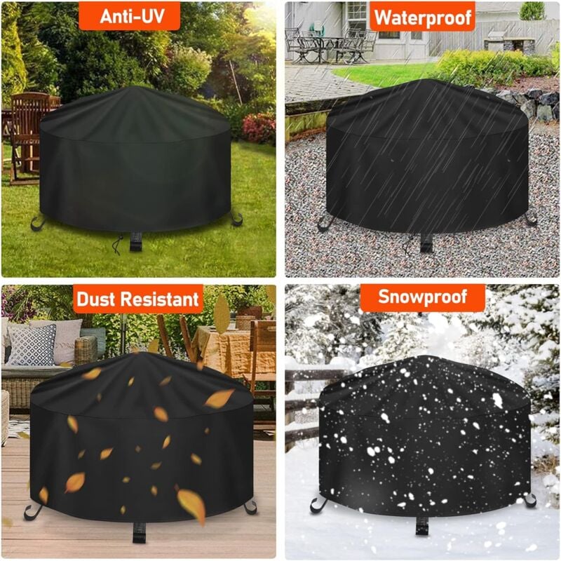 Housse Pour Barbecue Rond Ø70 X H75 Cm - Polyester 600D étanche & Anti-UV - Terre Jardin - 6