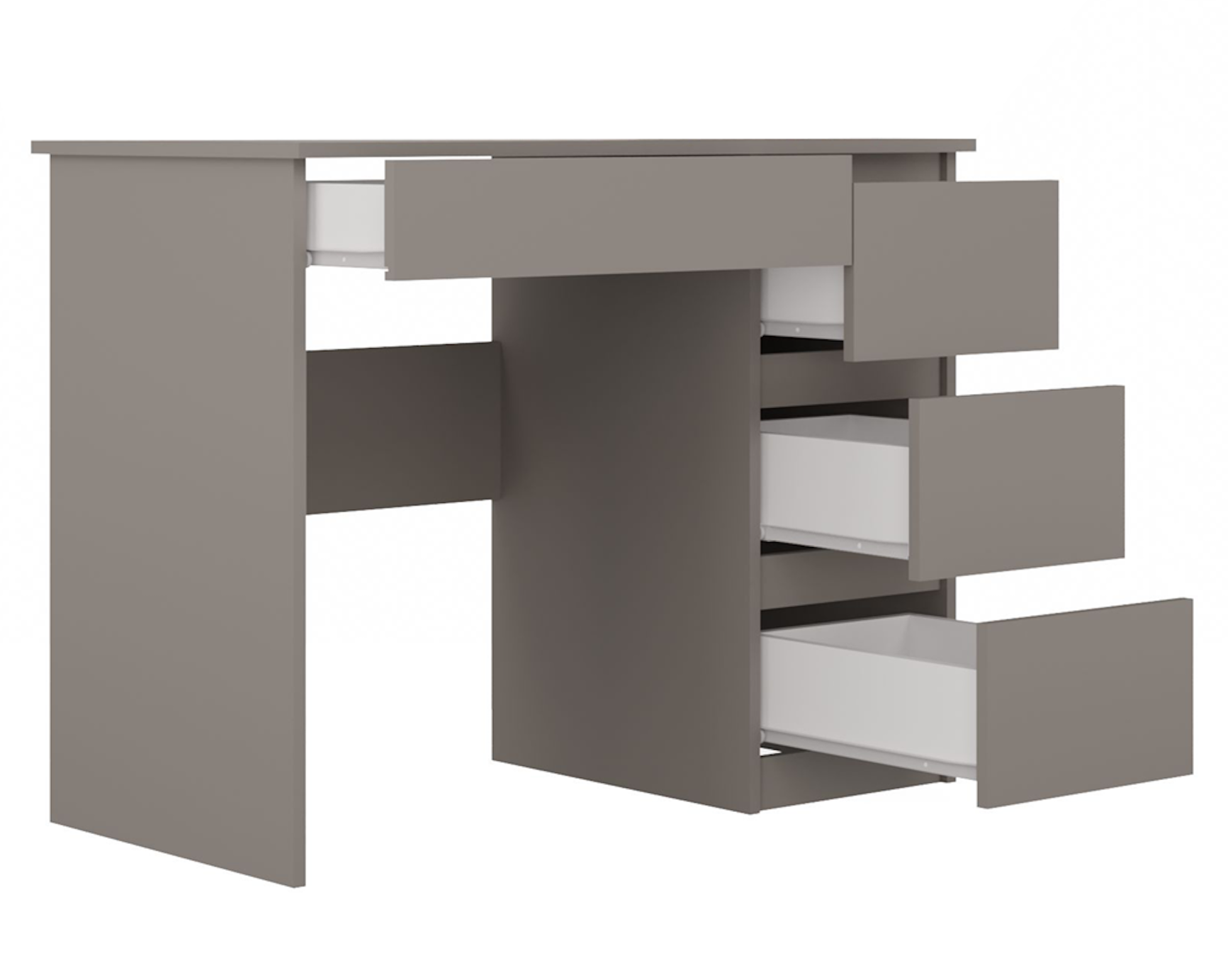 Biurko prawe: 4 szuflady, 51 cm x 98 cm x 76 cm, Biały - 3