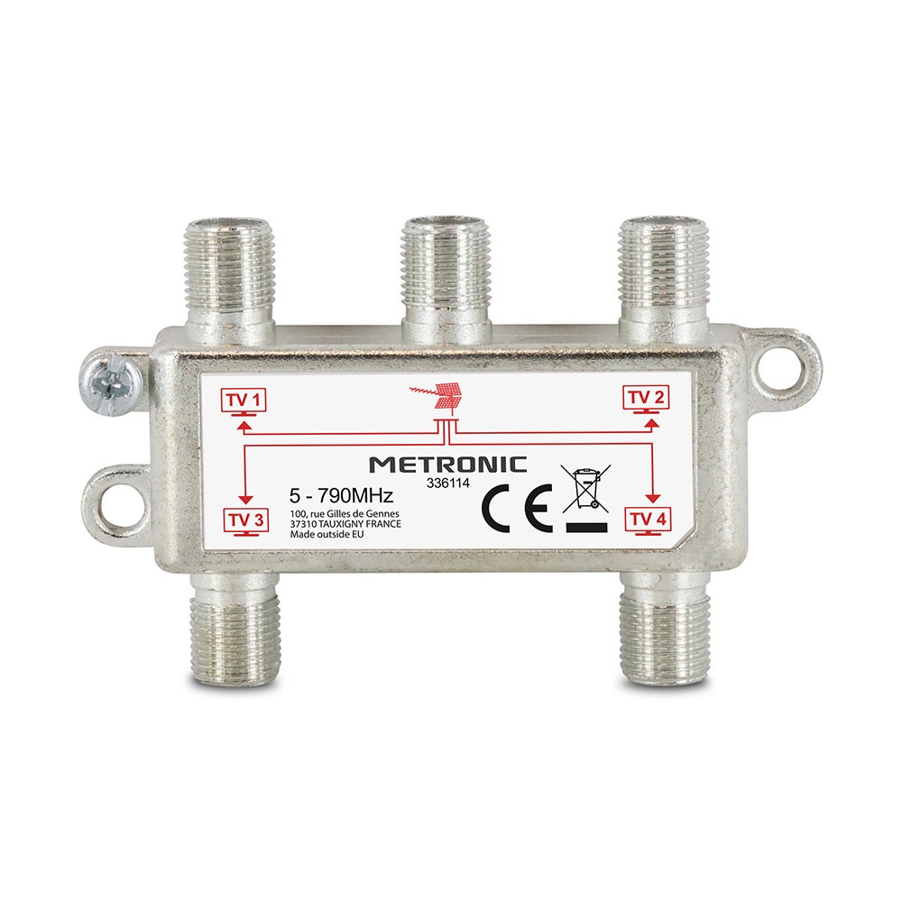 Répartiteur TV 4 sorties à fiche F blindé métal - 3