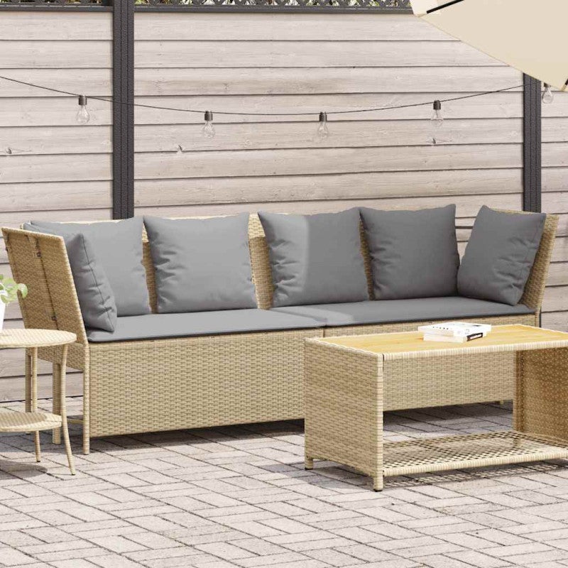 Sofa ogrodowa z poduszkami beżowy polirattan vidaXL