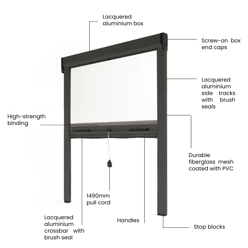 Moustiquaire enroulable fenêtre recoupable 220x125 cm, coffre alu premium anthracite, Avosdim - 8