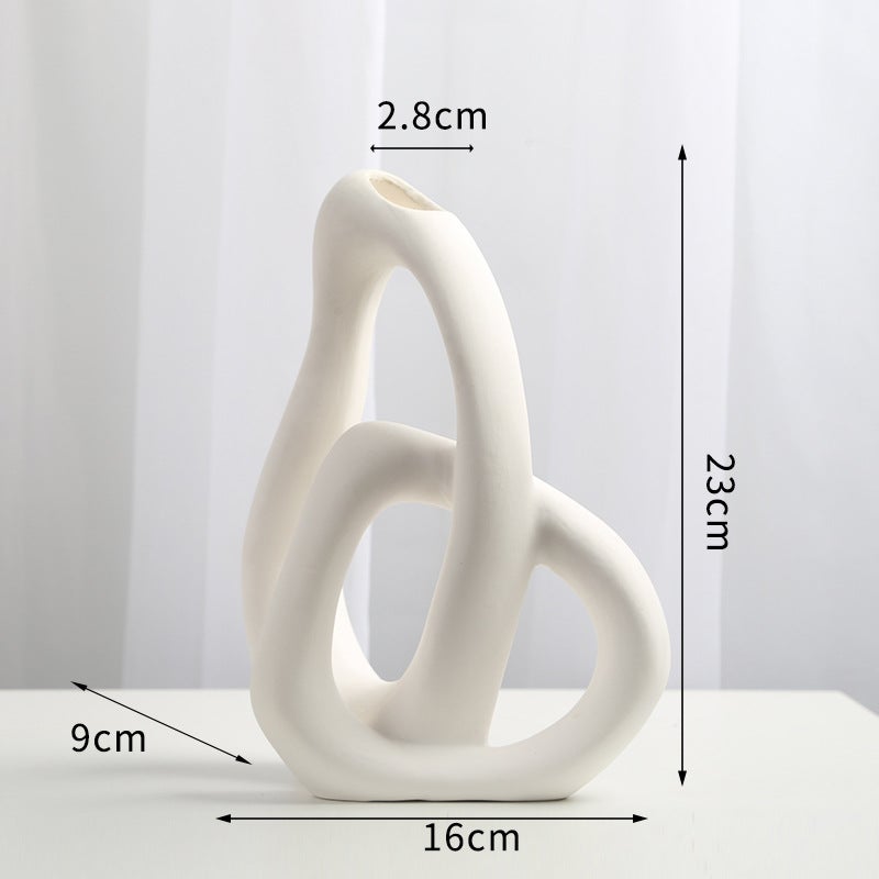 Vase en céramique blanc moderne, décoration intérieure esthétique et minimaliste pour salon, chambre et cuisine (blanc) - 2