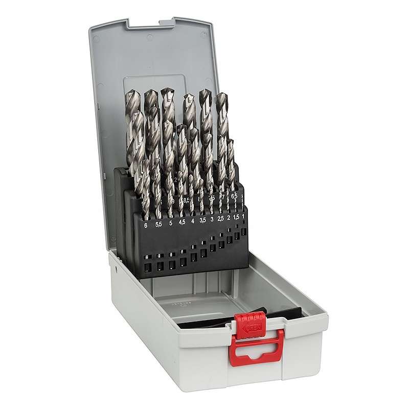 Bosch ProBox HSS-G, DIN 338 - Zestaw wierteł - do metalu - wiertła kręte - 25 sztuk - 1-13 mm - H8 - cylindryczne (2608587017)