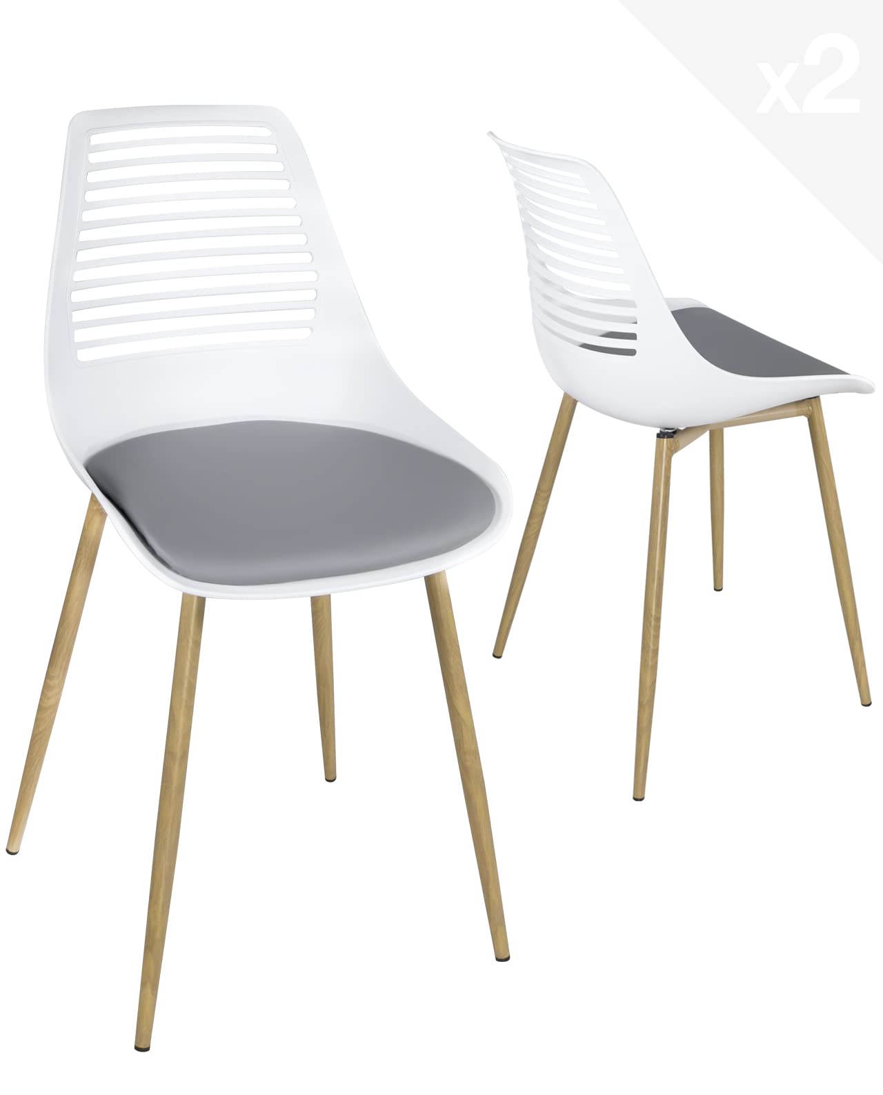 Lot De 4 Chaises De Cuisine NOVA Blanches - Design Moderne, Siège Plastique Souple, Pieds Métal