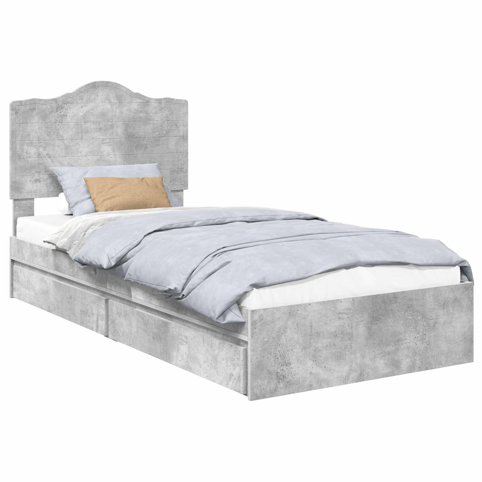 Lit de rangement Gris béton 90 x 190 cm panneau de bois - 2