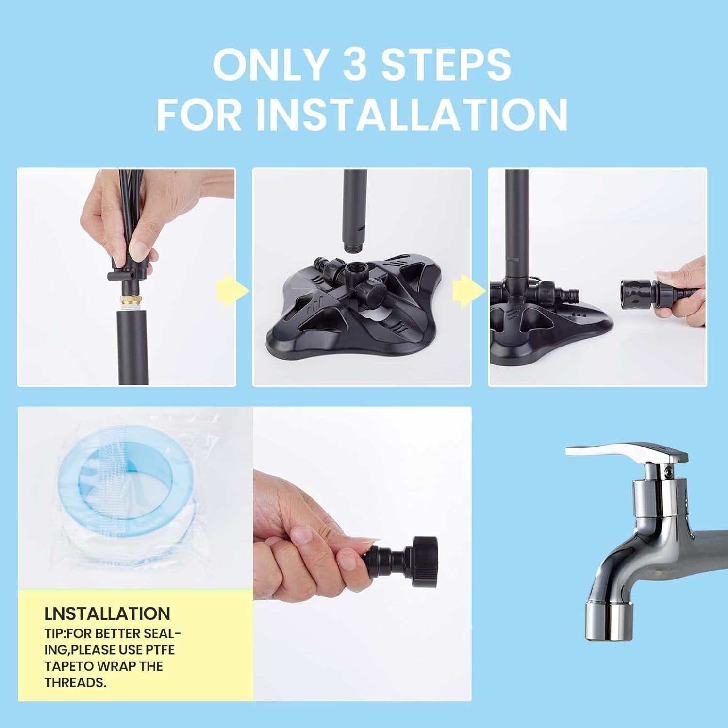 Système de brumisation sur pied 109 cm – Tuyau flexible avec 4 buses, rafraîchisseur pour terrasse, jardin ou animaux - 5
