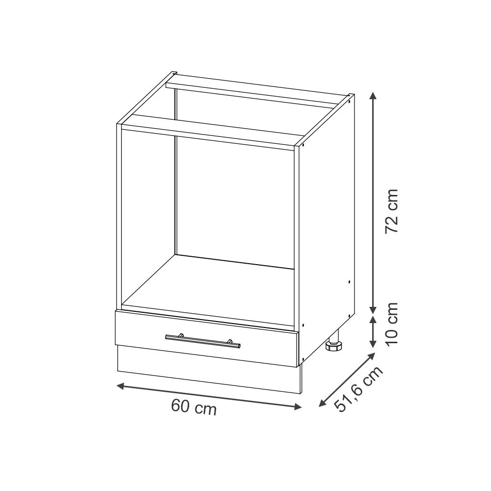 Vicco Meuble pour four Fame-Line, Bleu foncé brillant, 60cm , PT Chêne - 3