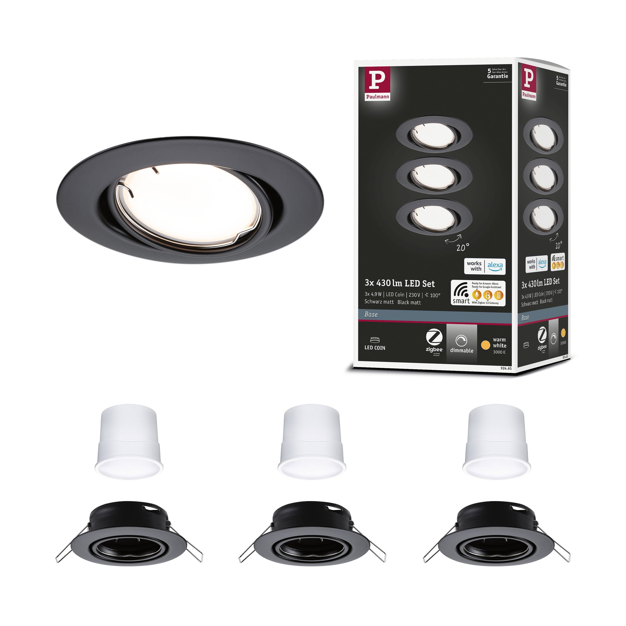 Spot encastré LED Smart Home Zigbee 3.0 Base Coin Kit de base ...